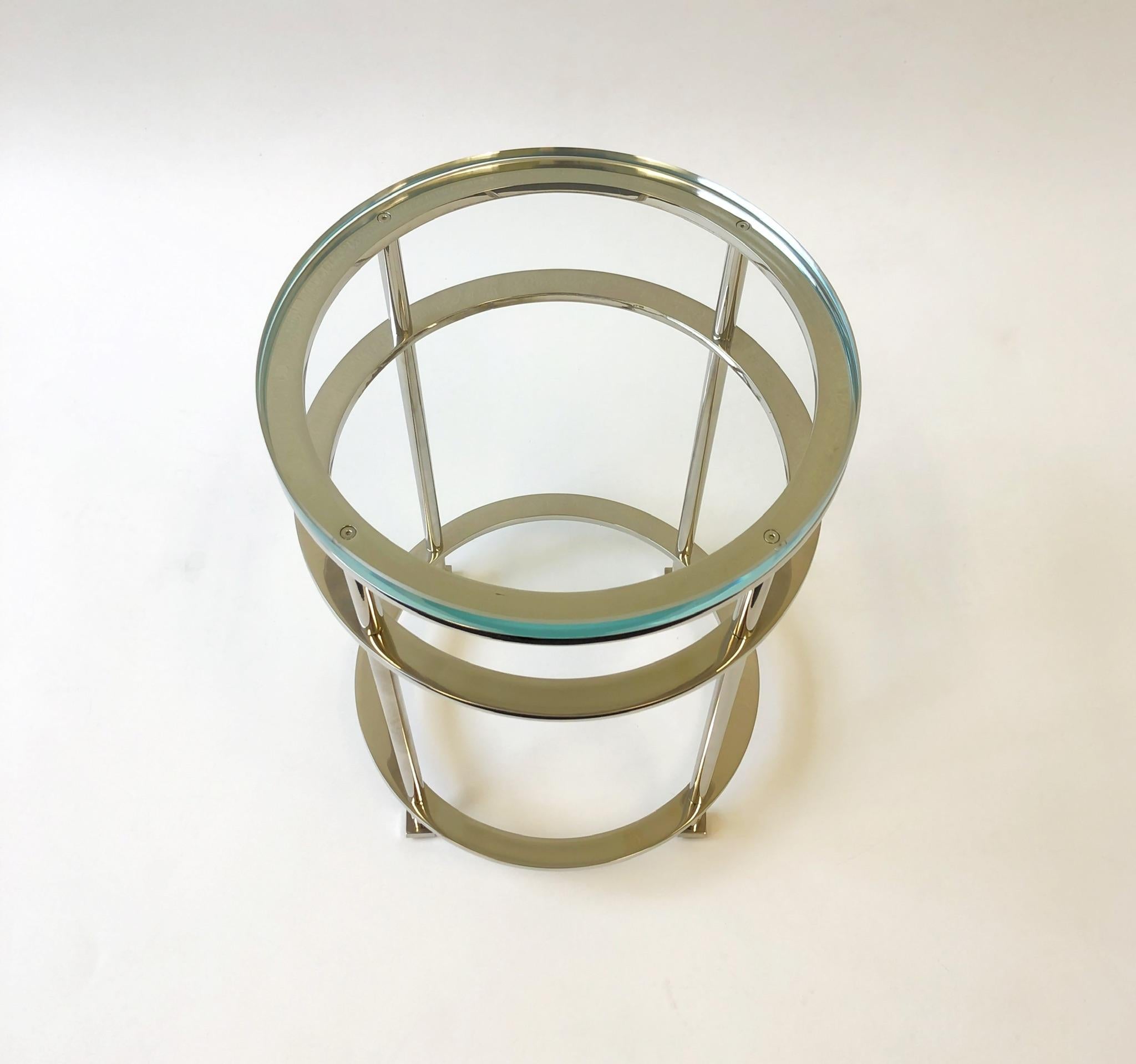 Pair of Nickel and Lucite Side Tables by Jean Michel Wilmotte for Mirak 1