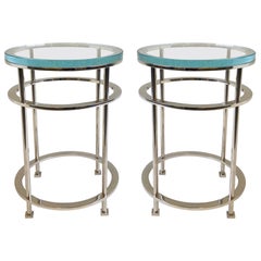 Pair of Nickel and Lucite Side Tables by Jean Michel Wilmotte for Mirak