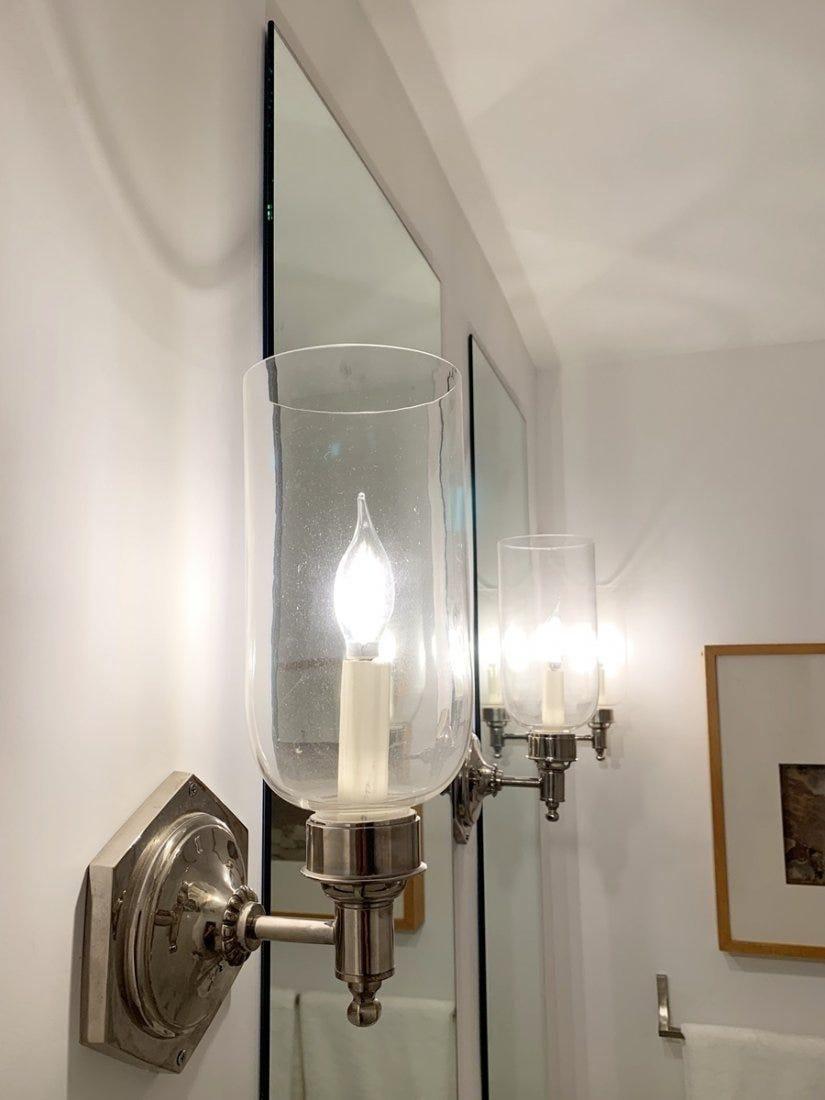 Mid-Century Modern Pair of Nickel & Glass Sconces by Charles Edwards