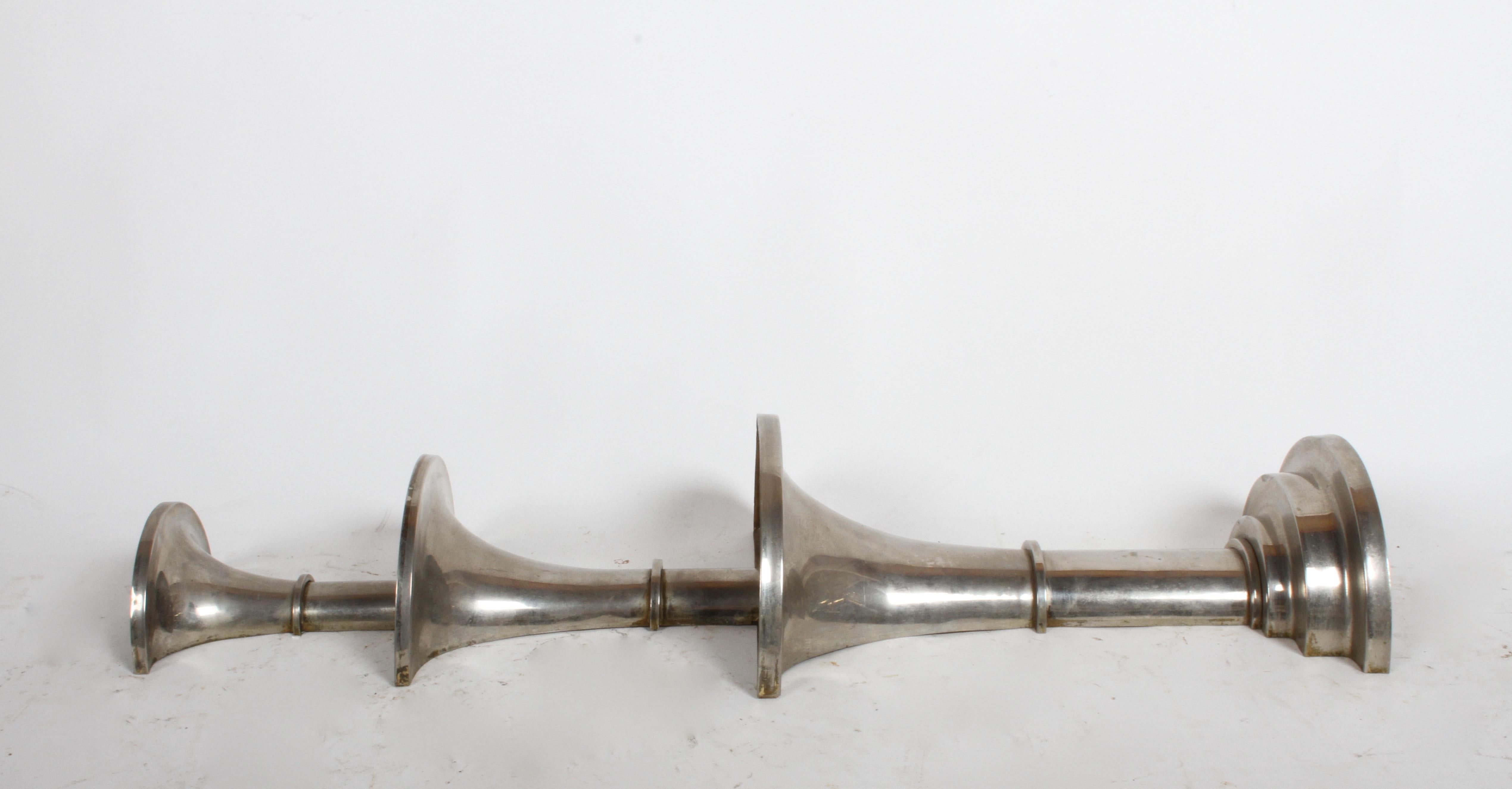 Pair of Nickel-Plated Art Deco Wall Floral Sconces For Sale 6