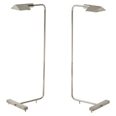 Paire de lampes de lecture en bronze nickelé de Cedric Hartman, États-Unis, années 1970