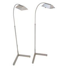 Pair of Nickel Plated Casella Adjustable Floor Lamps