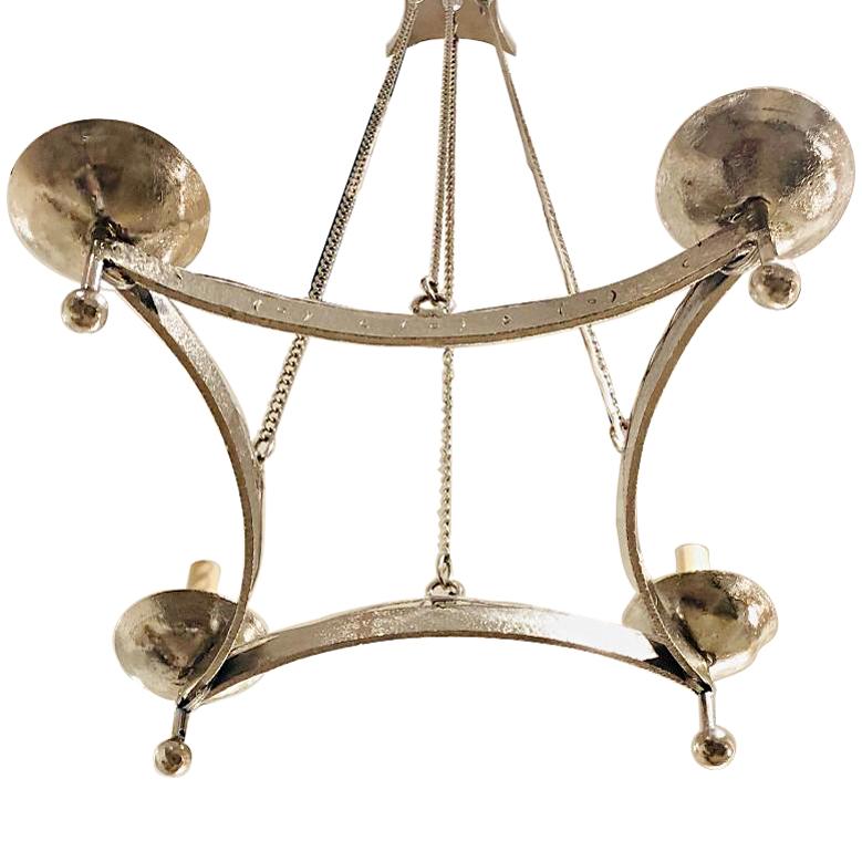 French Pair of Silver Plated Italian Chandeliers, Sold Individually For Sale