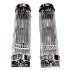 Pair of Nickel Plated Glass Rod Sconces