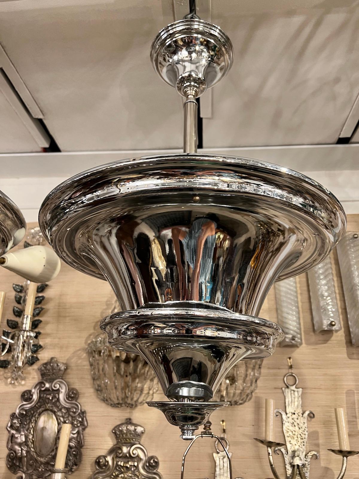 American Pair of Nickel Plated Light Fixtures, Sold Individually For Sale