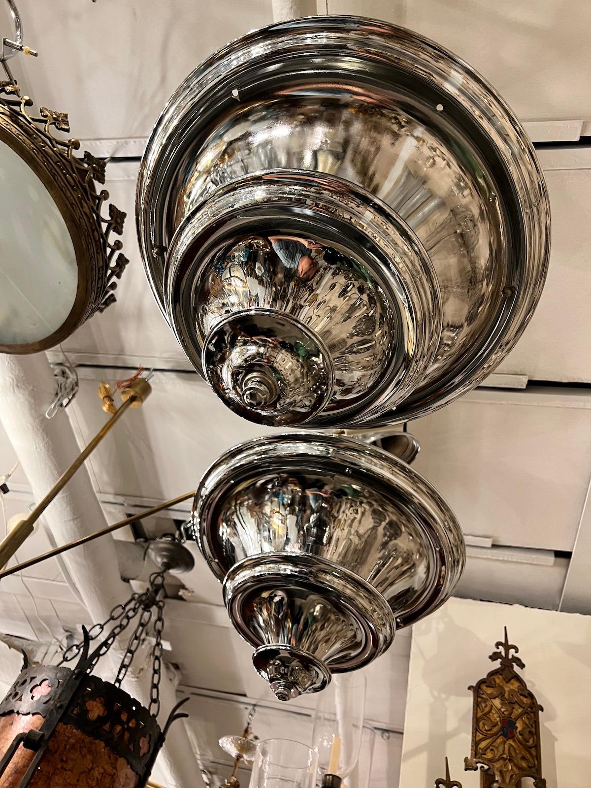 Pair of Nickel Plated Light Fixtures, Sold Individually In Good Condition For Sale In New York, NY