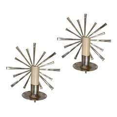 Pair of Nickel-Plated Sconces