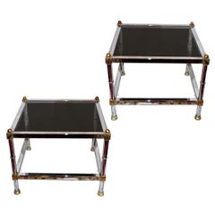 Paire de tables d'appoint nickelées