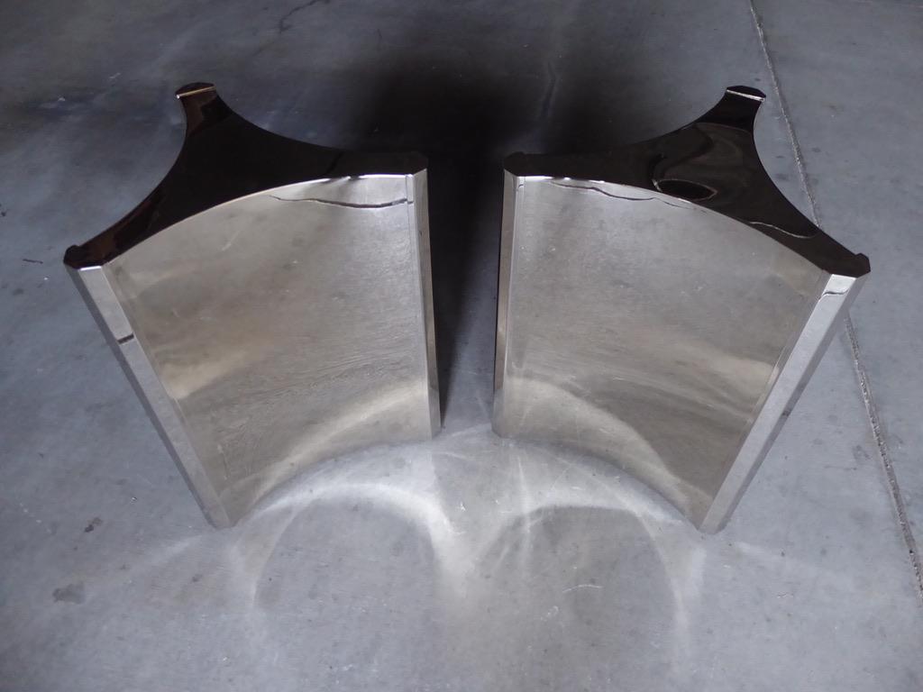 American Pair of Nickel-Plated Steel Trilobi Table Bases Made by Mastercraft For Sale