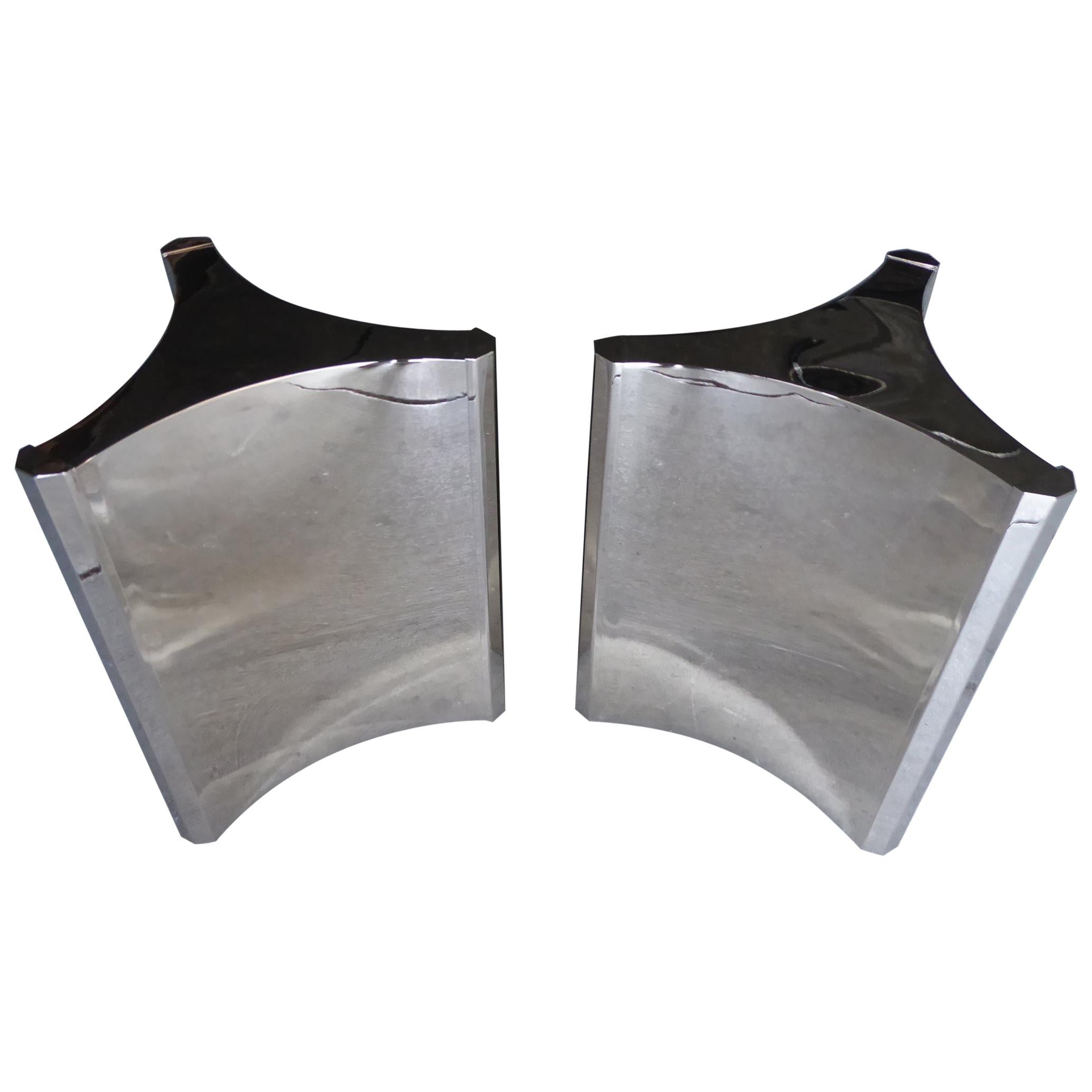 Pair of Nickel-Plated Steel Trilobi Table Bases Made by Mastercraft For Sale