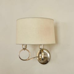 Coppia di lampade da parete placcate in nichel del 1950 circa