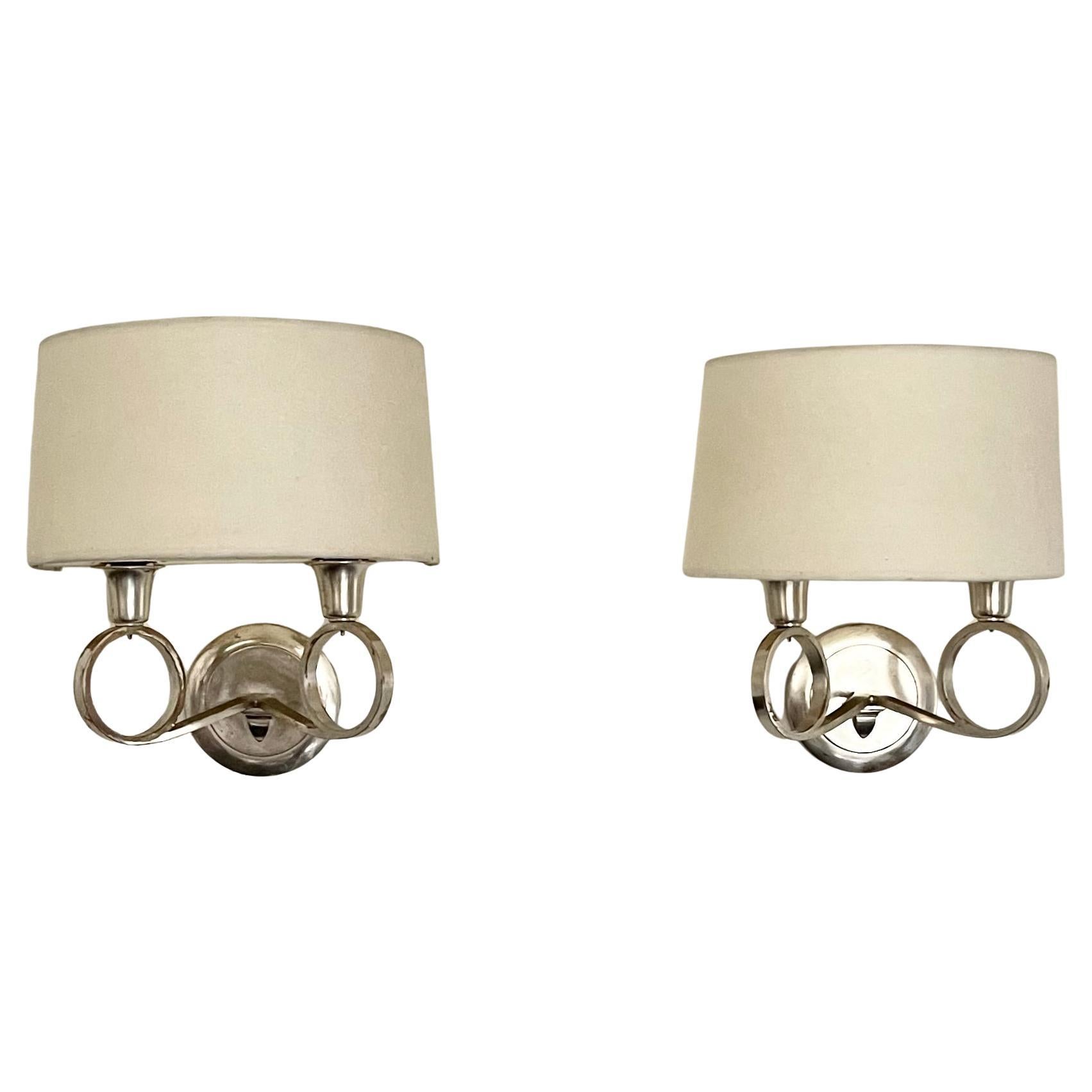 Pair of Nickel Plated Wall lights circa 1950