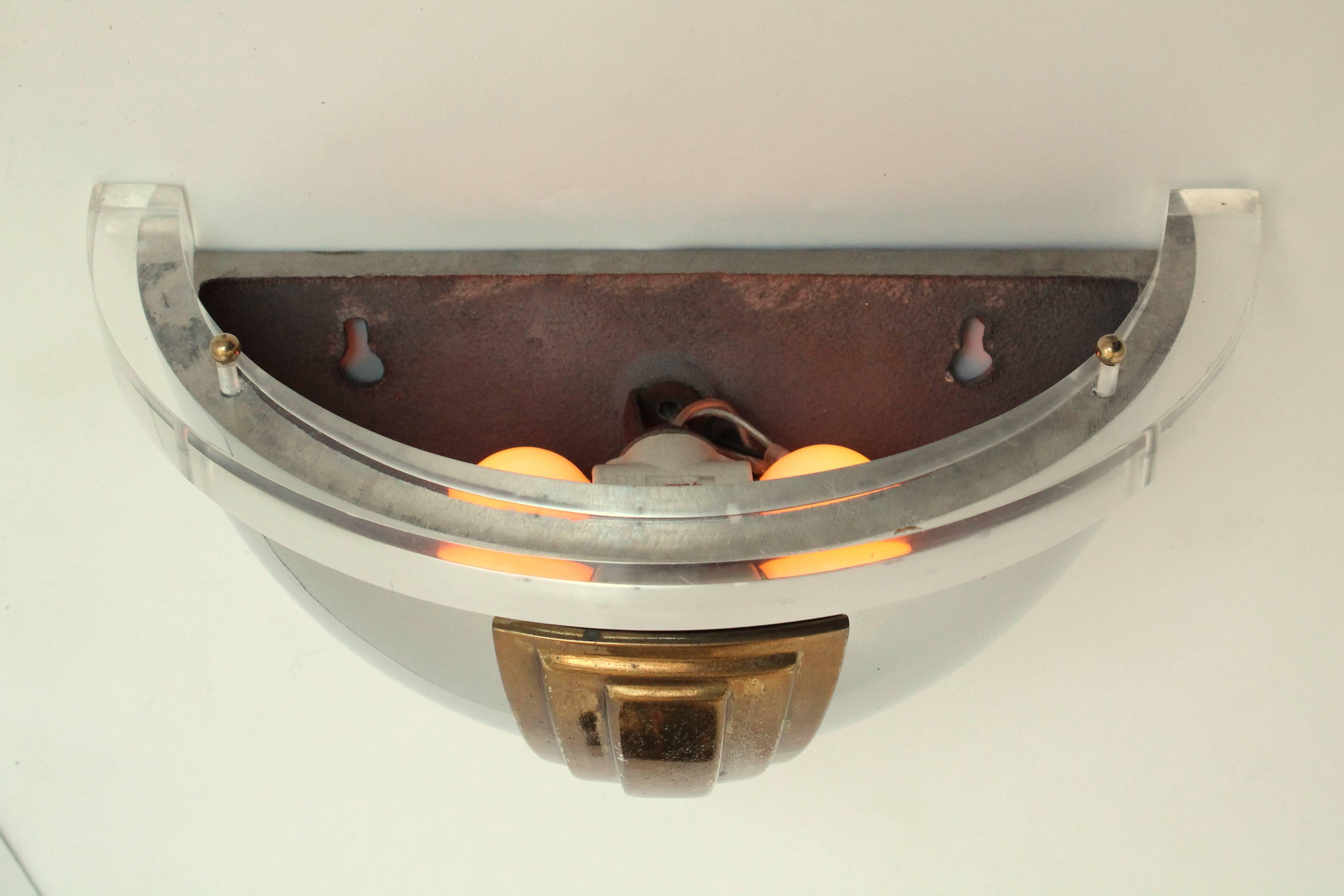 American Pair of Nickel-Plated Wall Sconces in the Style of Karl Springer, 1950, USA For Sale