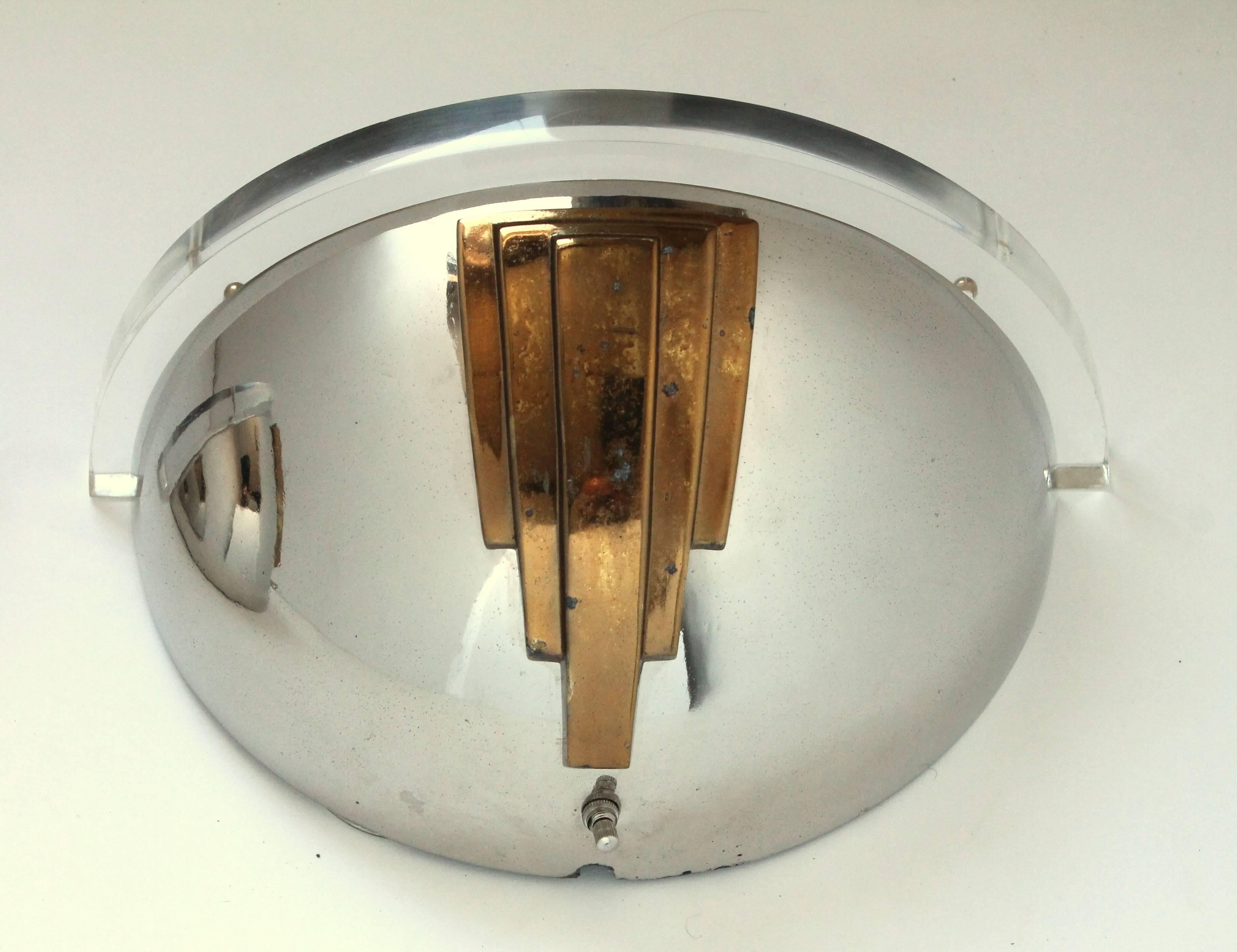 Mid-20th Century Pair of Nickel-Plated Wall Sconces in the Style of Karl Springer, 1950, USA For Sale