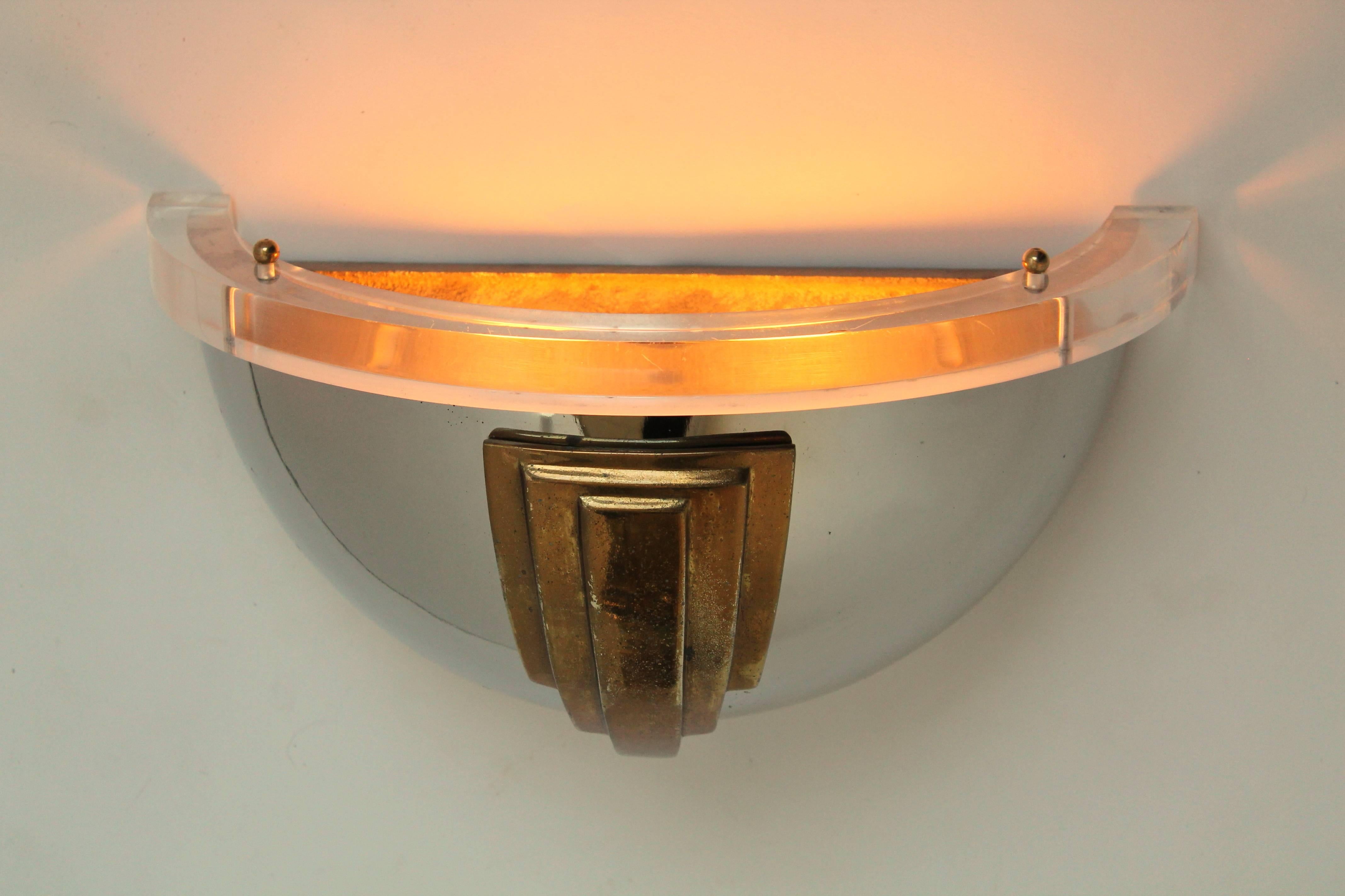 Pair of Nickel-Plated Wall Sconces in the Style of Karl Springer, 1950, USA For Sale 1