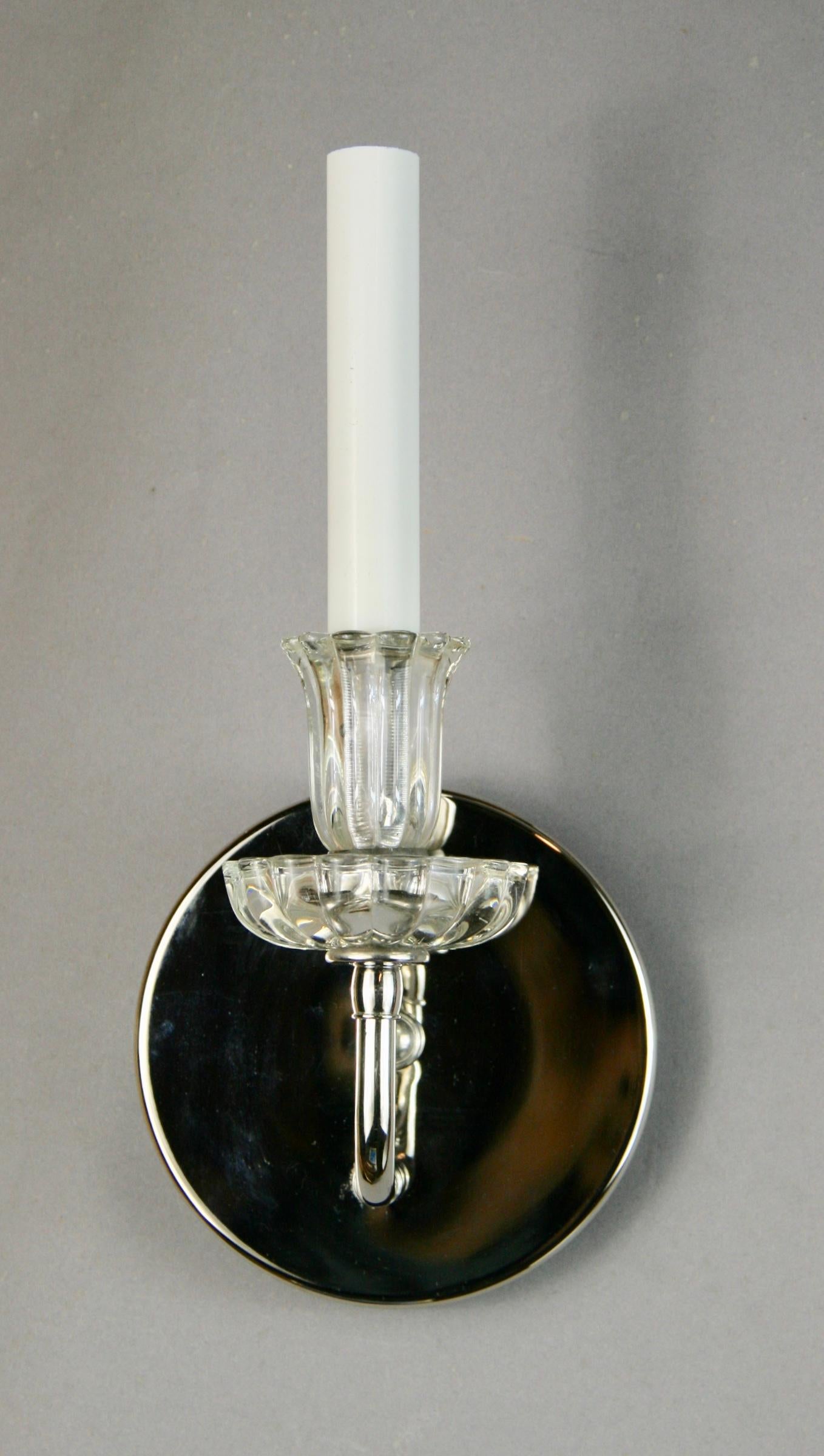 Brass Pair of Nickel Tulips Glass Sconce(2 pair available)