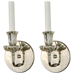 Pair of Nickel Tulips Glass Sconce(2 pair available)