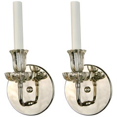 Pair of Mid Century Nickel Tulips Glass Sconce(2 pair available)