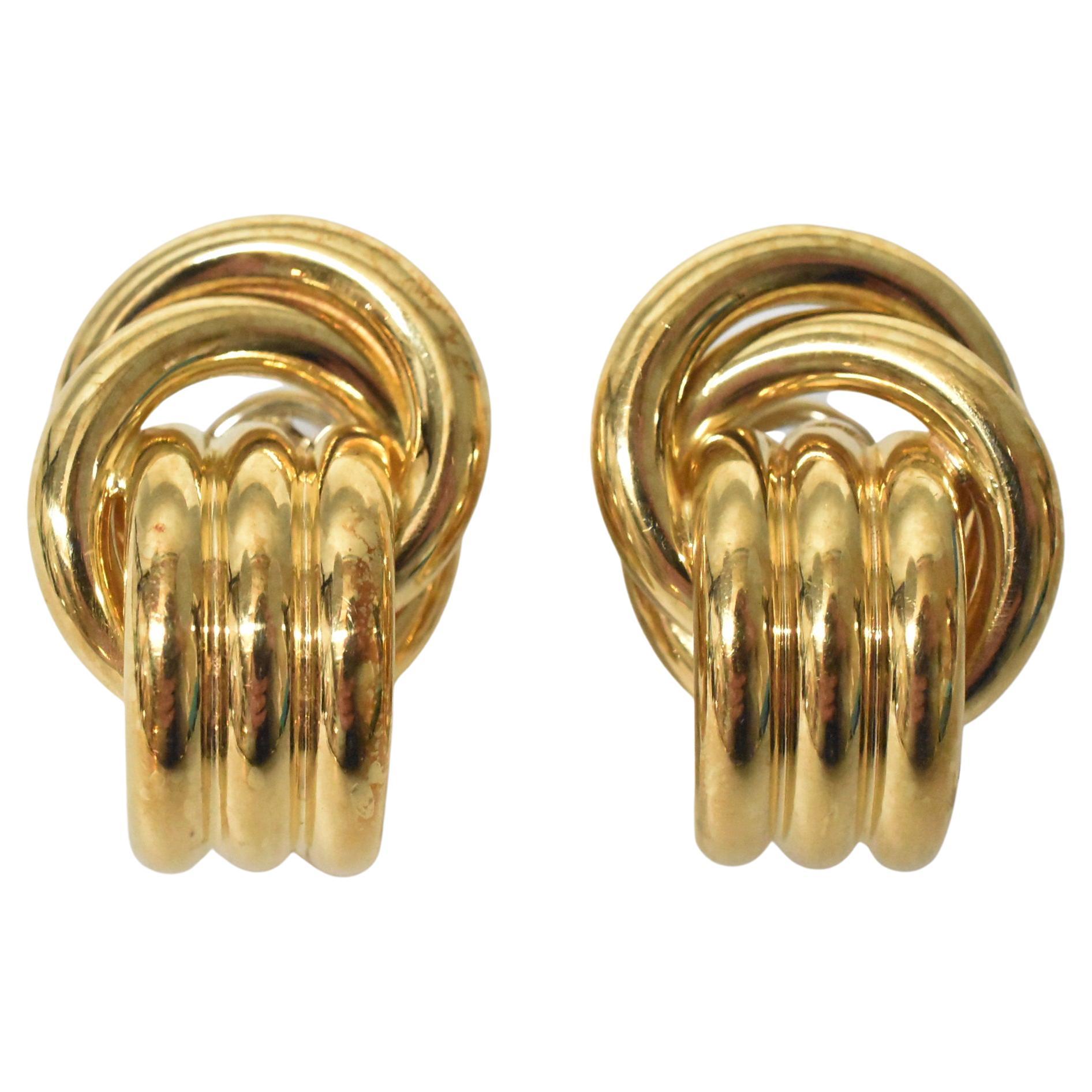 Pair of Nicolis Cola 18K Gold Earrings Hallmarked For Sale