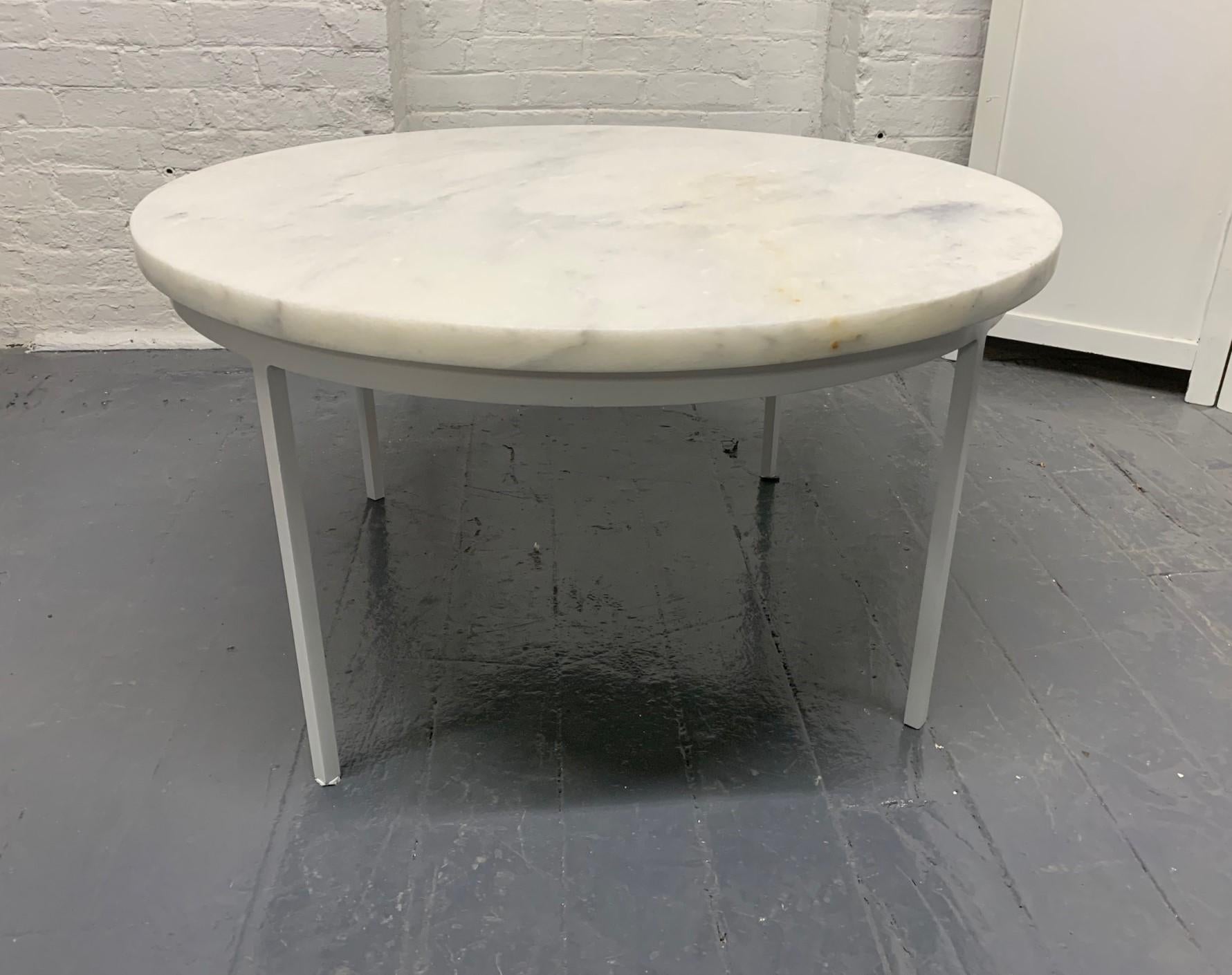 Painted Pair of Nicos Zographos Style Carrara Marble Top Tables For Sale