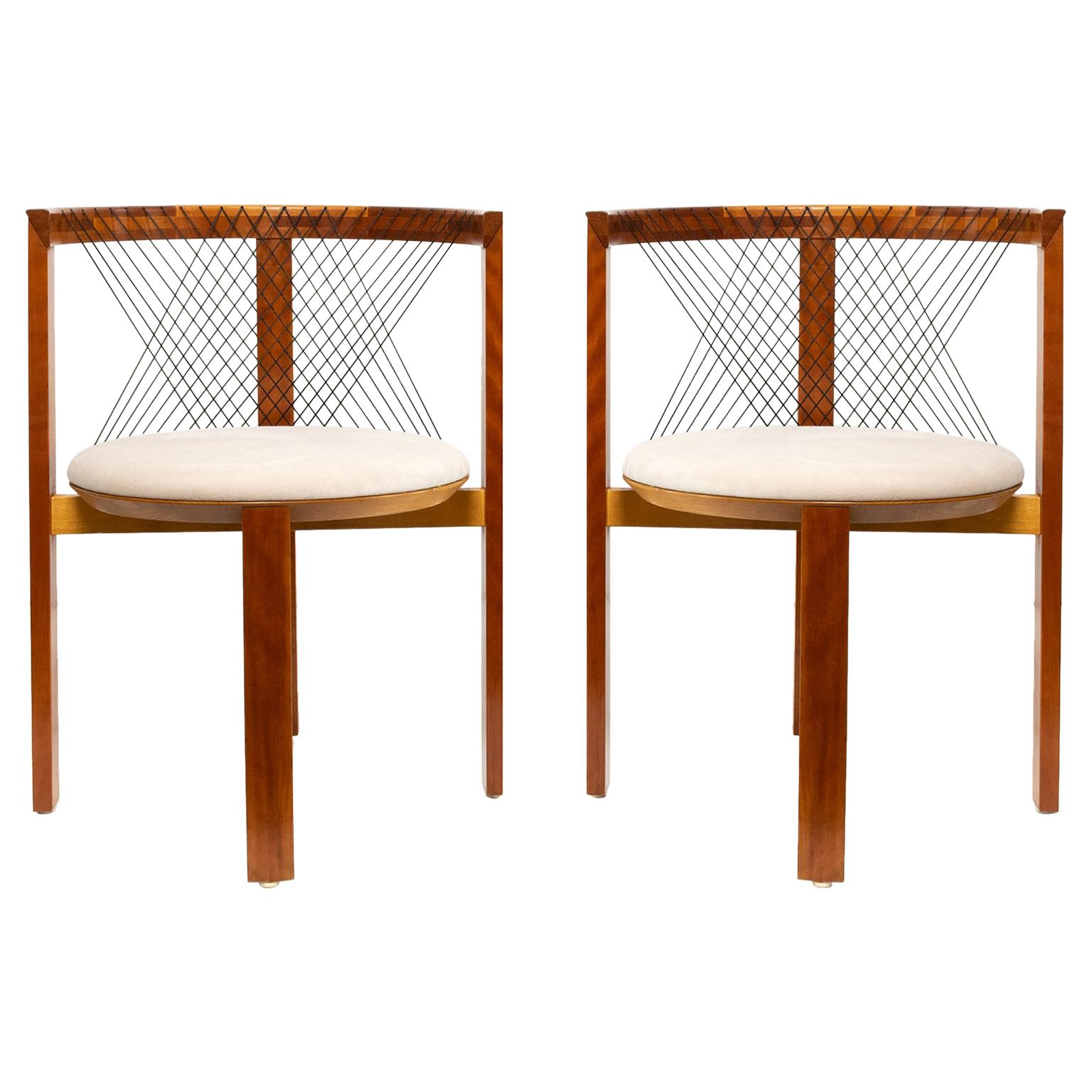 Pair of Niels Jorgen Haugesen "String Chairs", Denmark, Scandinavian Modern