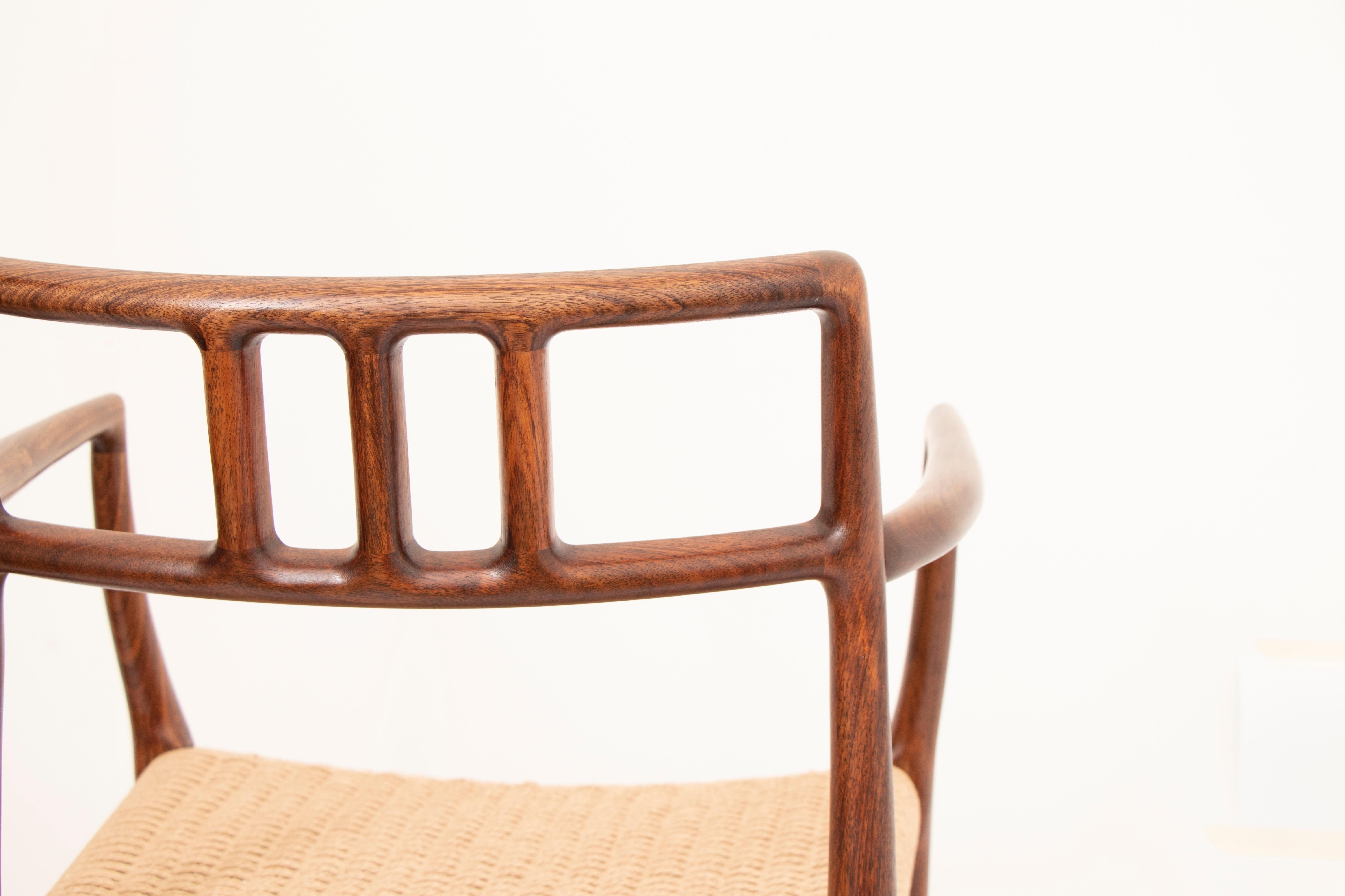 Pair of Niels Møller for J.L. Møllers Rosewood Carver Dining Chairs Model 64 3