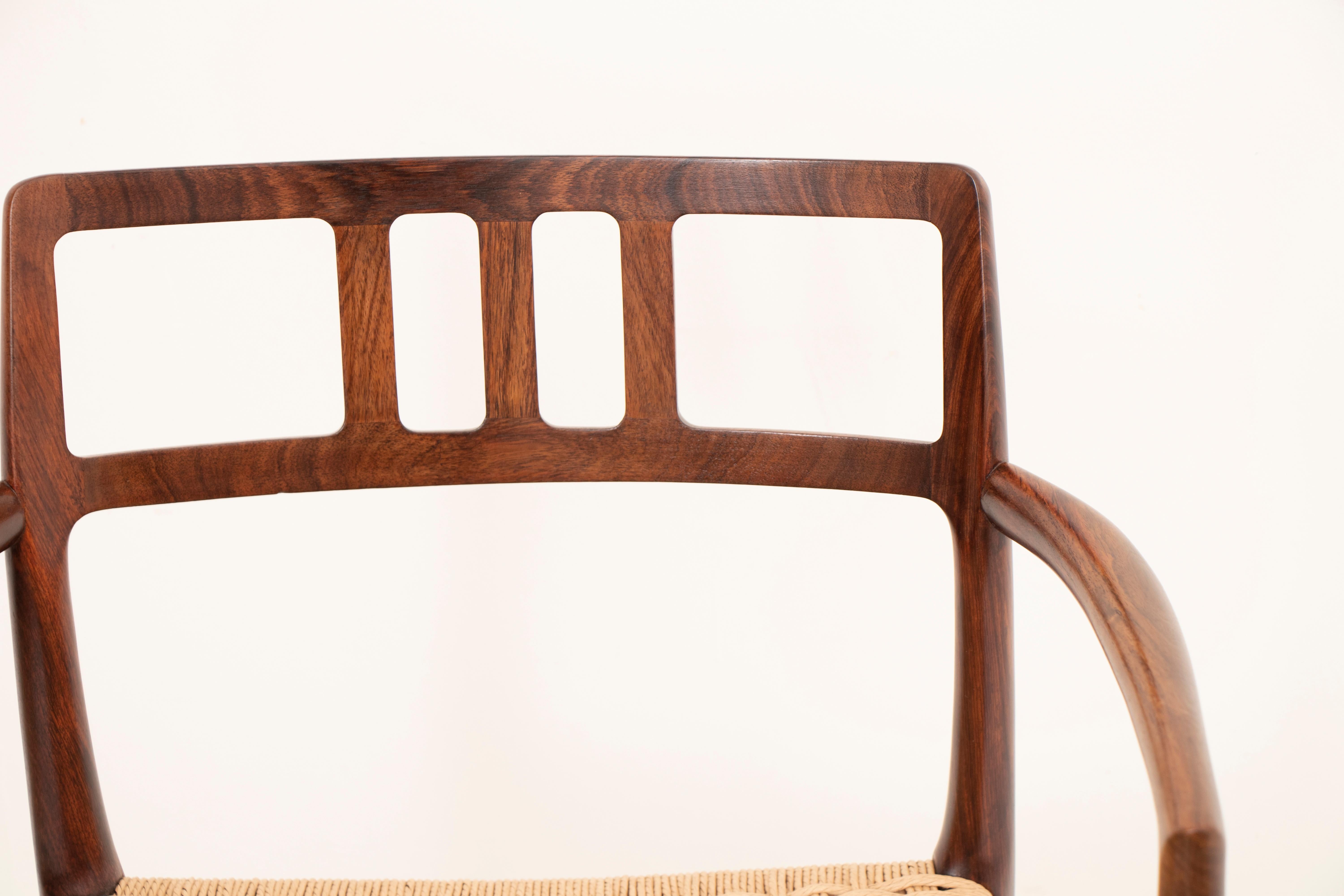 Pair of Niels Møller for J.L. Møllers Rosewood Carver Dining Chairs Model 64 4