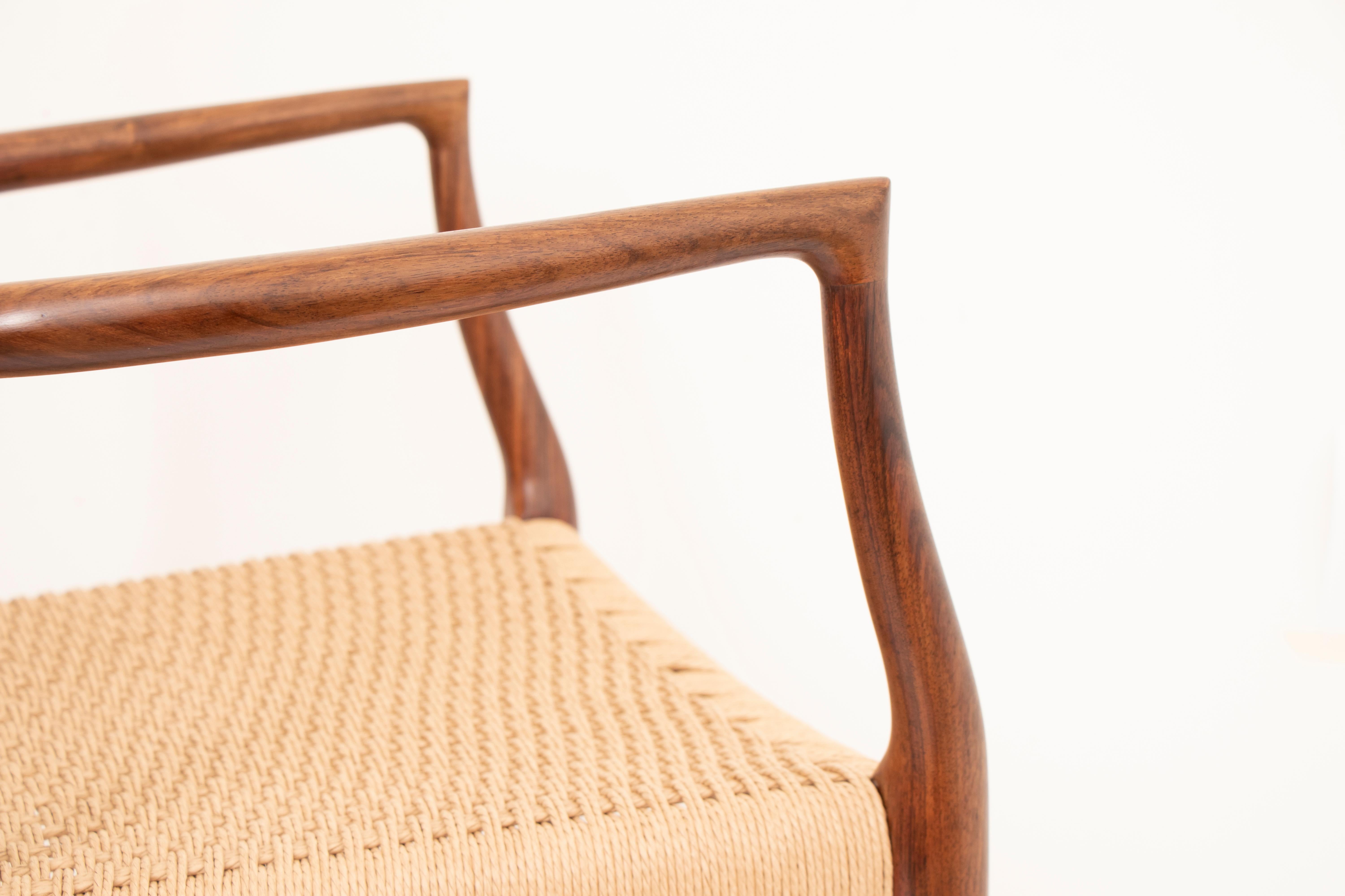 Pair of Niels Møller for J.L. Møllers Rosewood Carver Dining Chairs Model 64 1