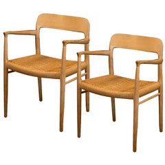 Pair of Niels Møller Model 56 Armchairs, Denmark, 1954