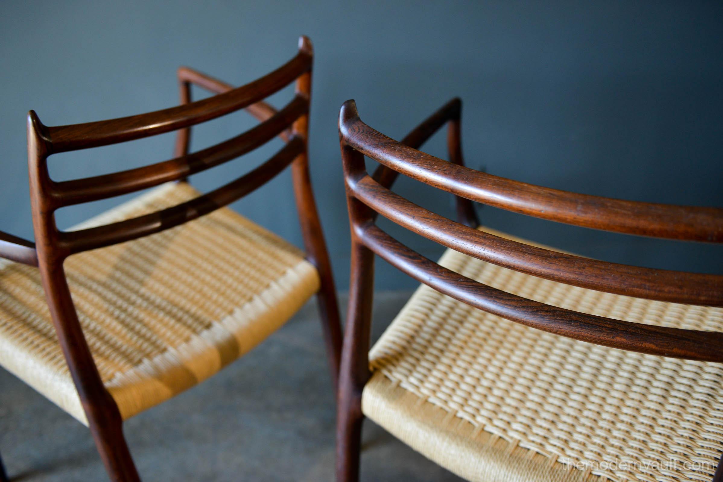 Mid-20th Century Pair of Niels Møller Model 62 Rosewood Armchairs, circa 1960