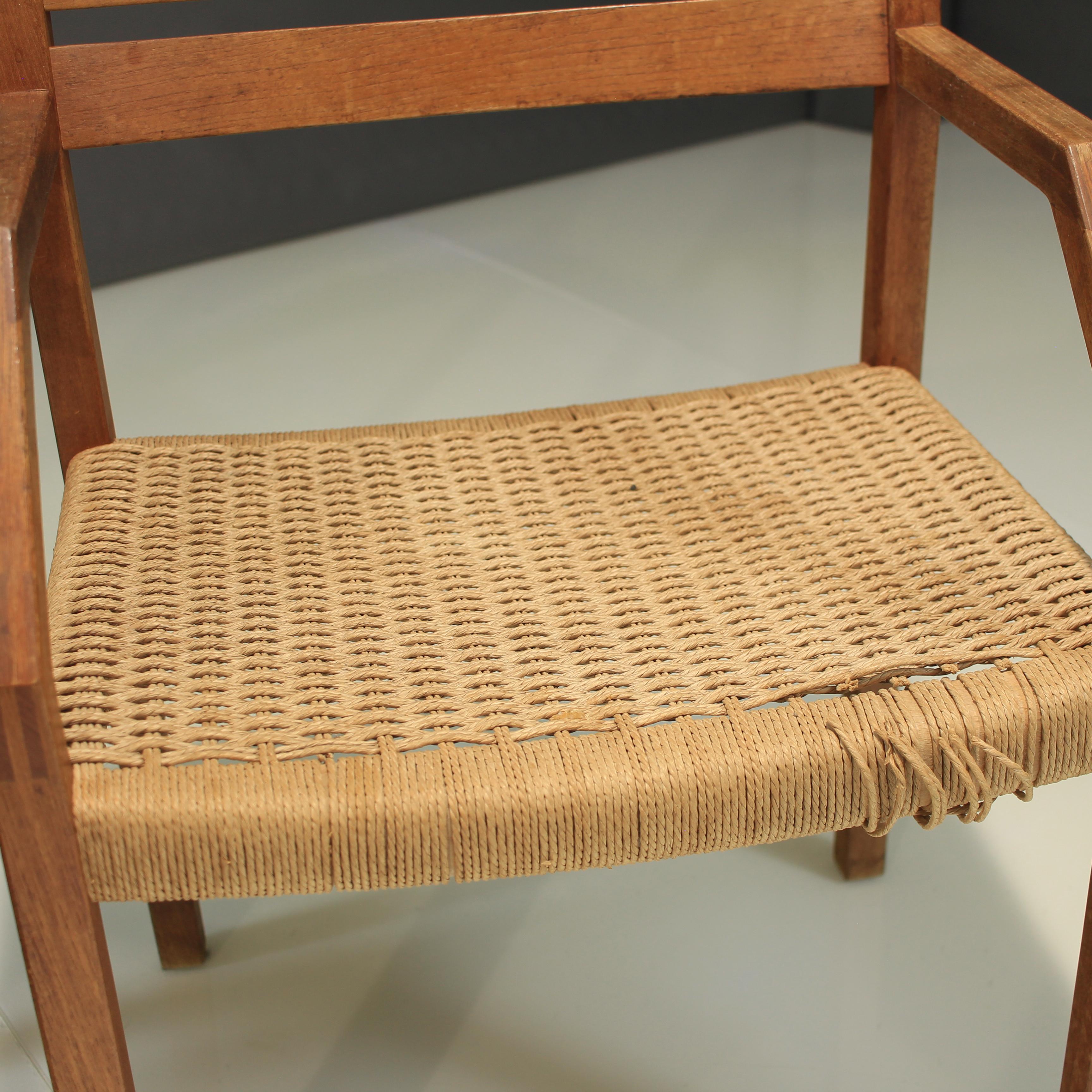 Pair of Niels Moller Model 404 Armchairs Teak and Papercord In Good Condition For Sale In Ava, MO