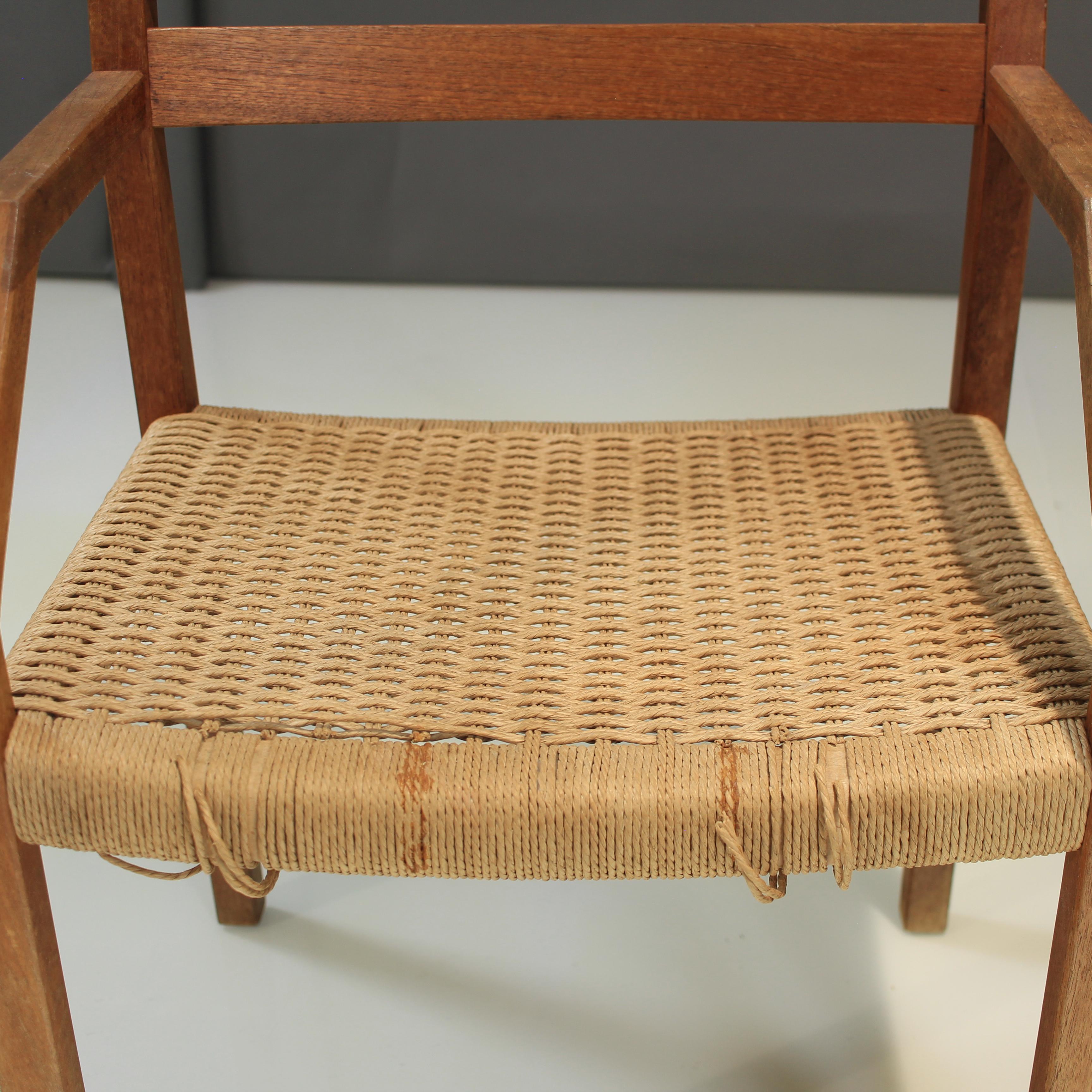 20th Century Pair of Niels Moller Model 404 Armchairs Teak and Papercord For Sale