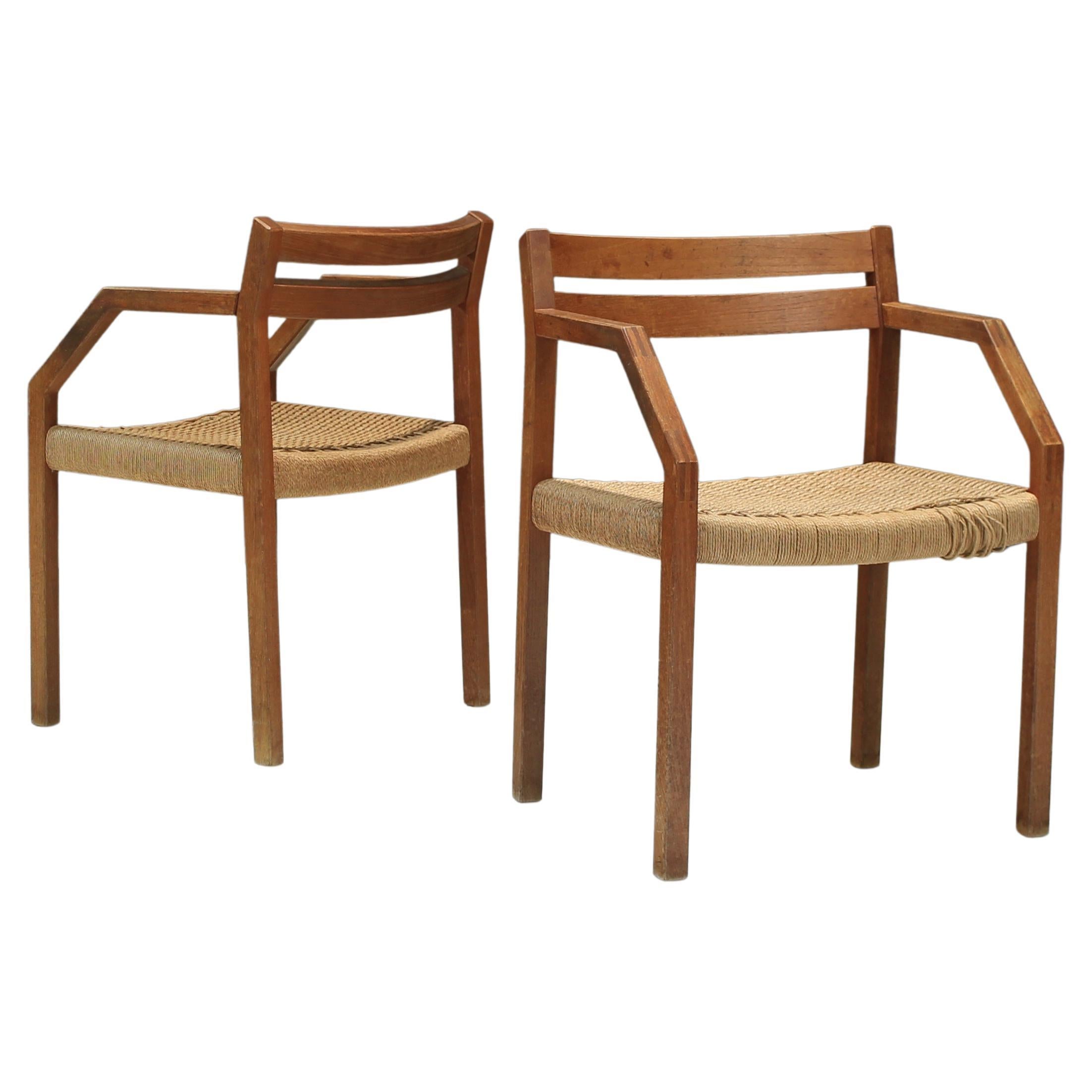 Pair of Niels Moller Model 404 Armchairs Teak and Papercord