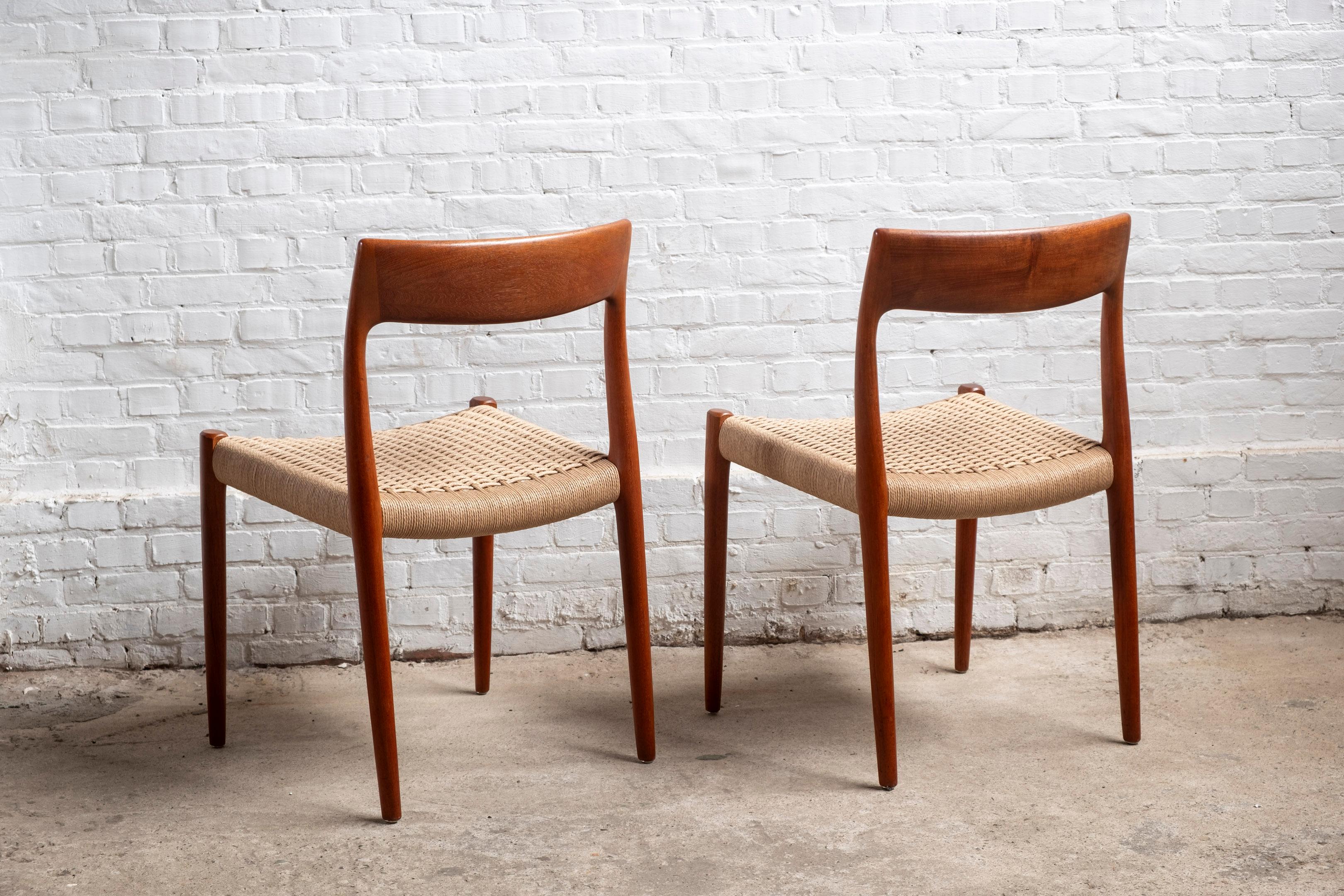 Pair of Niels O. Møller Model 77 in Teak, 1960s Denmark 11