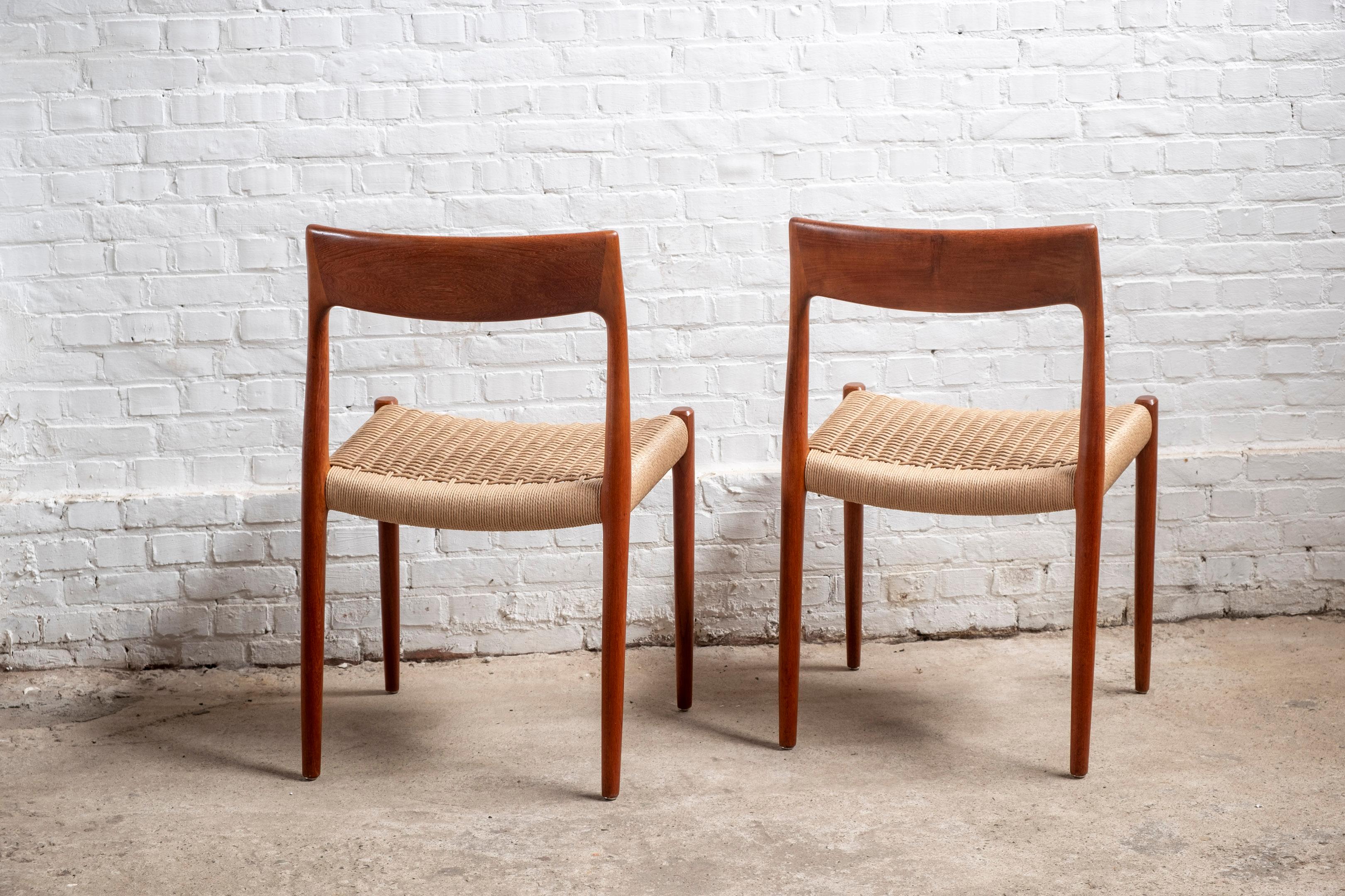 Pair of Niels O. Møller Model 77 in Teak, 1960s Denmark 12