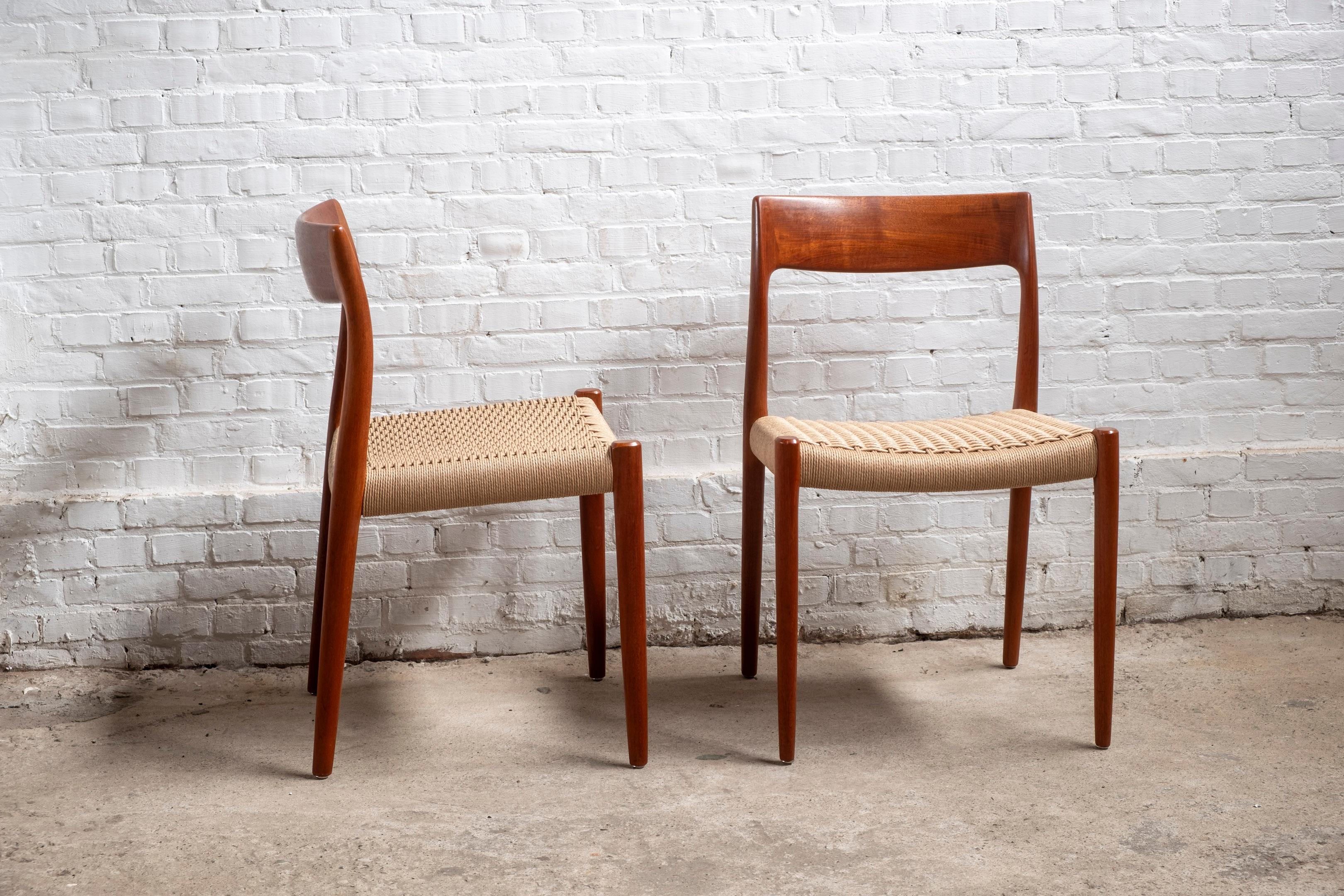 Scandinavian Modern Pair of Niels O. Møller Model 77 in Teak, 1960s Denmark