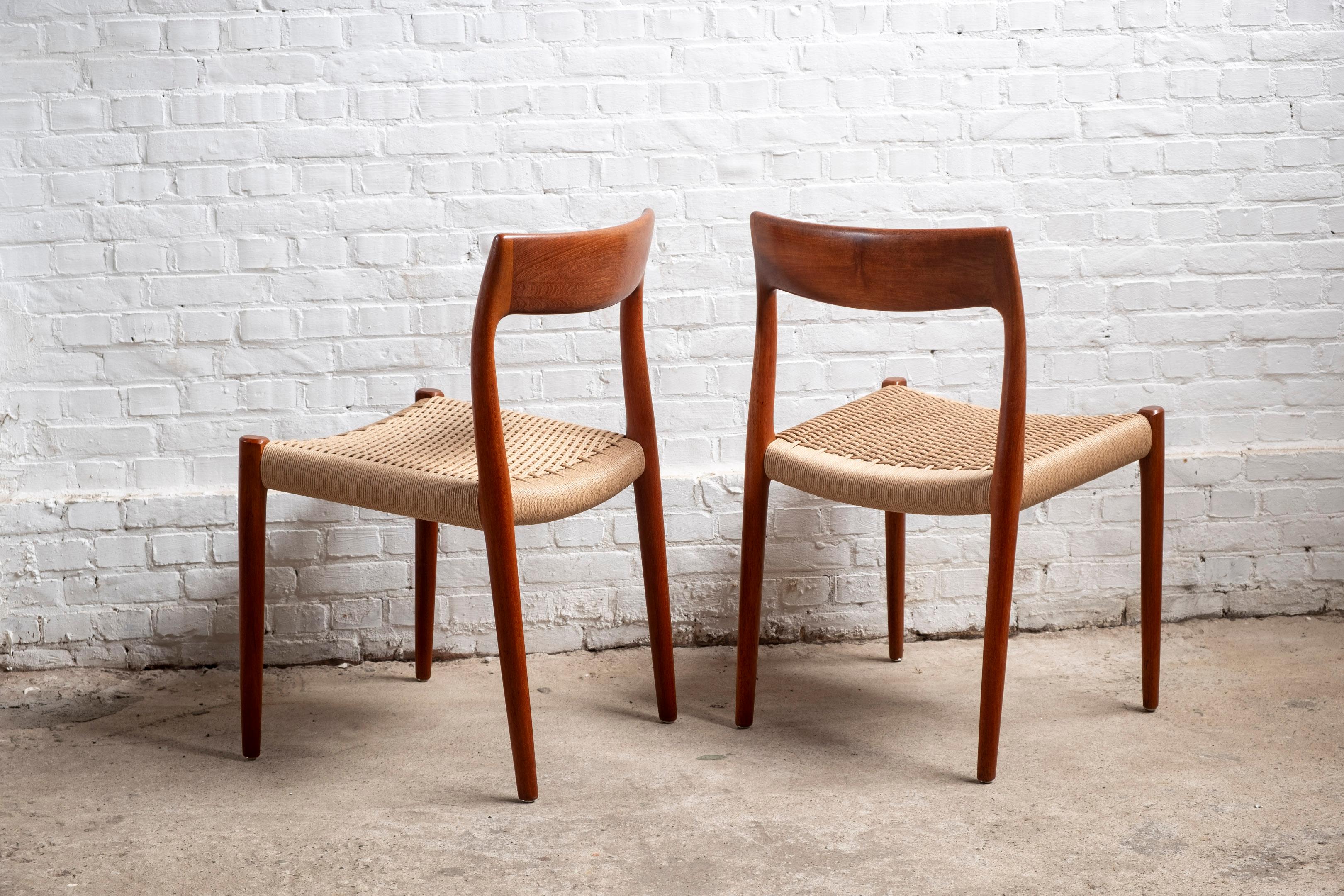 Danish Pair of Niels O. Møller Model 77 in Teak, 1960s Denmark