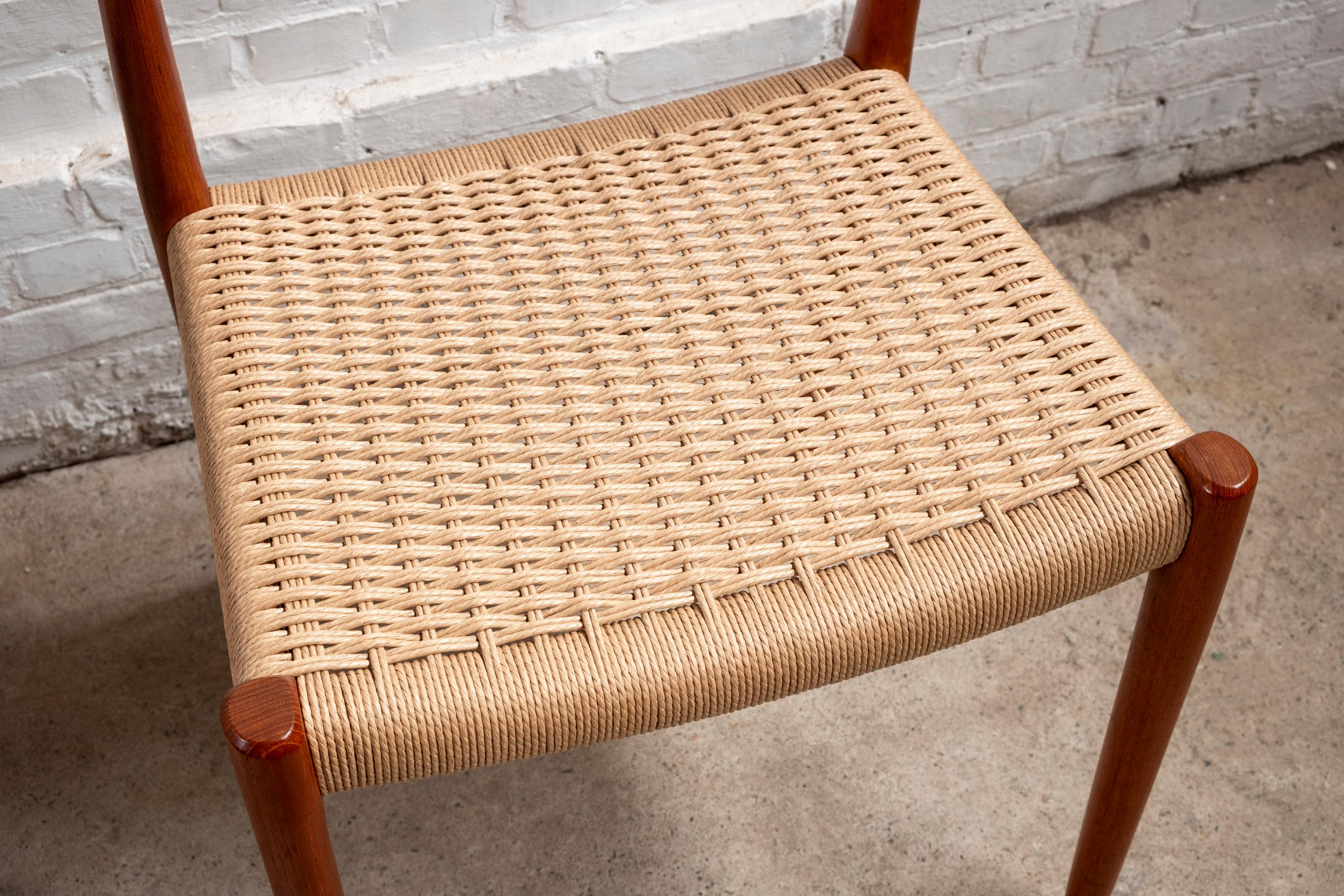 Hand-Woven Pair of Niels O. Møller Model 77 in Teak, 1960s Denmark