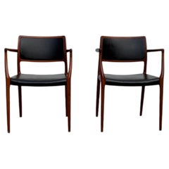Pair of Niels Otto Møller Model 65 Danish Armchairs for J.L. Møllers Møbelfabrik