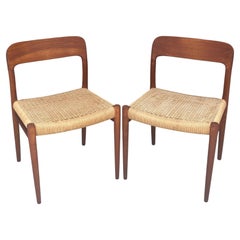 Pair of Niels Otto Møller Model 71 Teak and Danish Cord Dining Chairs