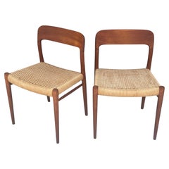 Pair of Niels Otto Møller Model 71 Teak and Danish Cord Dining Chairs