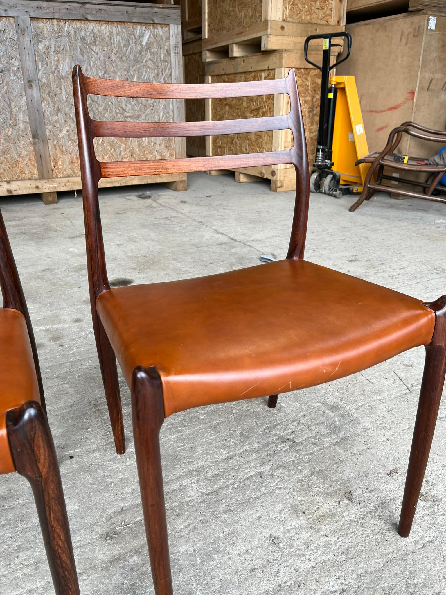 Danish Pair of Niels Otto Moller 1962 Model 78 Dining Chairs