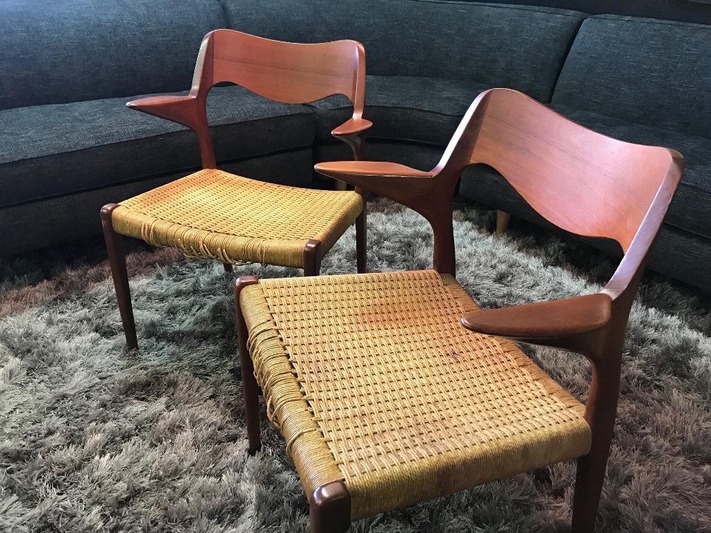 Niels Otto Moller Two Mid-Century Modern Danish Model 55 Armchairs 6
