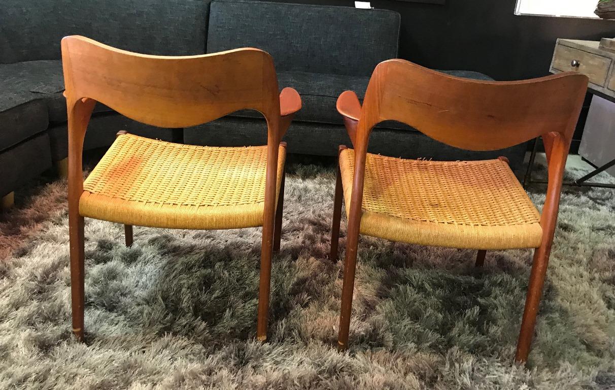 Niels Otto Moller Two Mid-Century Modern Danish Model 55 Armchairs 3