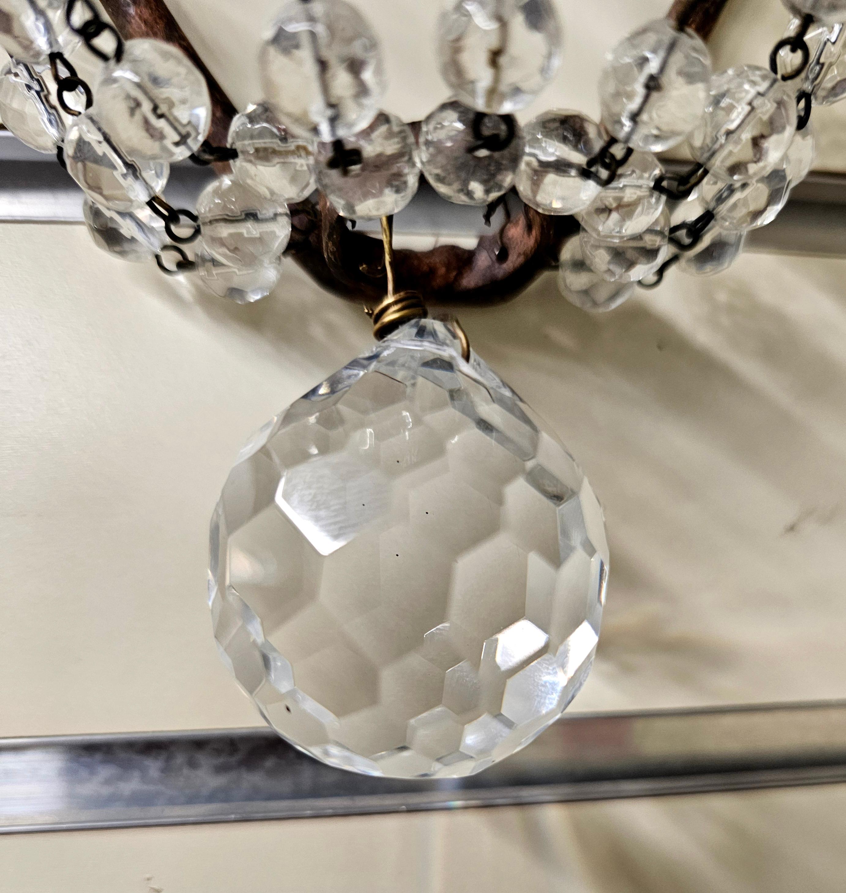 Pair of Niermann Weeks 'Neapolitan' Crystal & Gilt Metal Two Light Wall Sconces For Sale 4