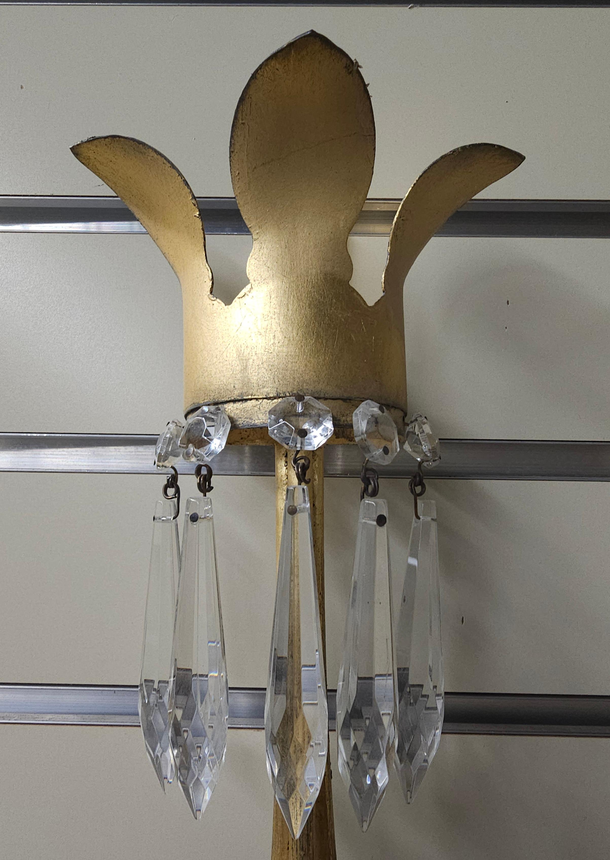Pair of Niermann Weeks 'Neapolitan' Crystal & Gilt Metal Two Light Wall Sconces For Sale 2