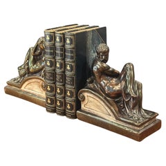Pair of “Night and Day” Bronze-Clad Figural Bookends by Armor Bronze Company