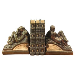 Pair of “Night and Day” Bronze-Clad Figural Bookends by Armor Bronze Company