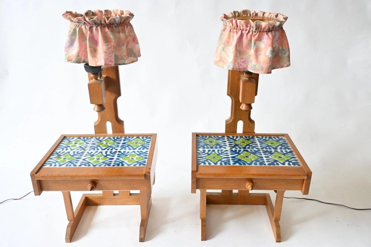 Mid-Century Modern Pair of night stand 'Guillerme et Chambron circa 1970 en vente