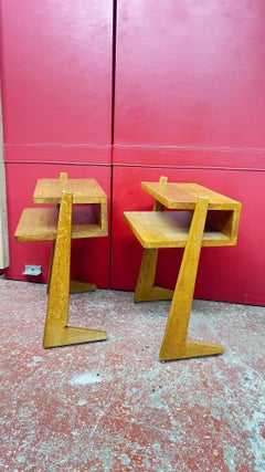 Pair of night stand Guillerme et Chambron in solid oak